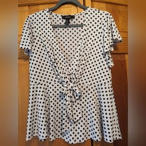 Forever 21 Deep V Bow tie peplum top size 0X